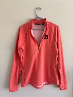 Coral Quarter-Zip Pullover Top - Detroit D Logo